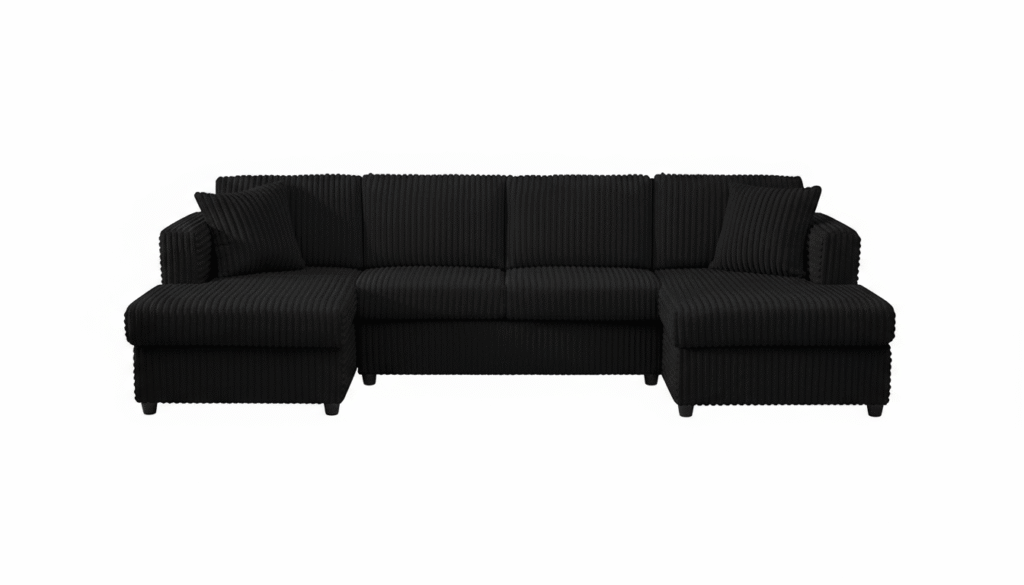 123 U-Shaped Modular Sesctional Sofa, Two L-Shape Chaise with 2 Cloud Couch Sectional with Two Pillows, Couches forLiving Room (Black)