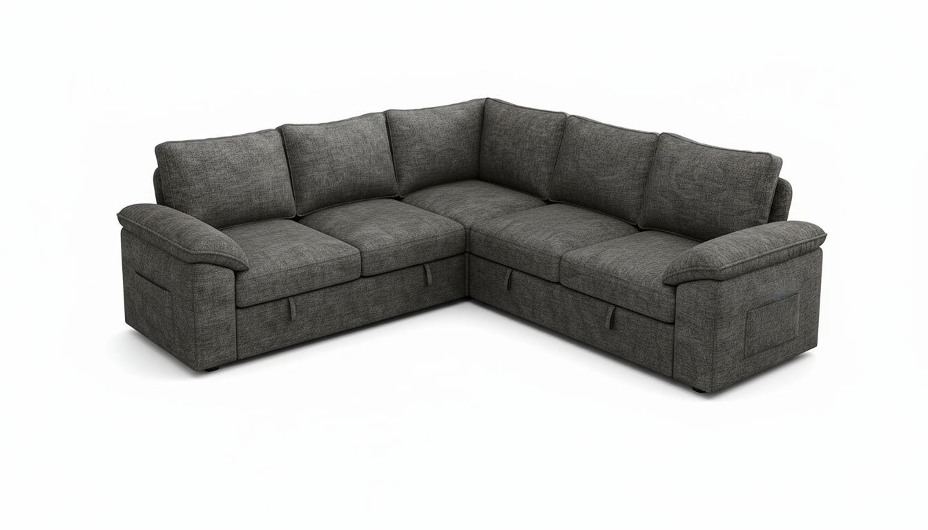 85 Inch Modular Sectional Sofa with Pull Out Bed,L Shaped 5 Seat Sectional Sleeper Sofa with Storage,Sectional Couches for Living Room,Cloud Modular Couch,Removable Sofa Cover,Dark Grey