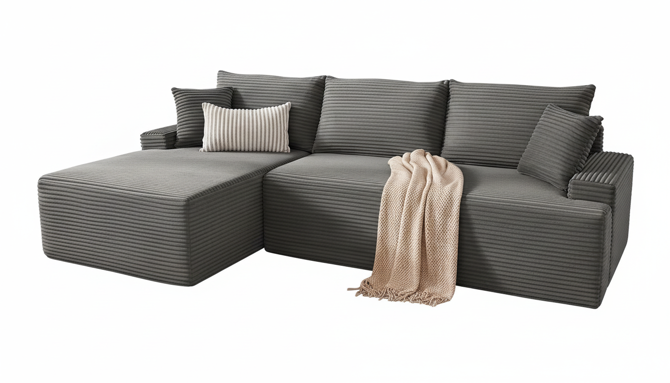 Cloud Sectional Couch, Boneless Sofa for Living Room, Modular Sectional Sofa with Deep Seat, Fluffy Comfy Couch with L-Shaped Chaise, No Assembly Required, Dark Grey