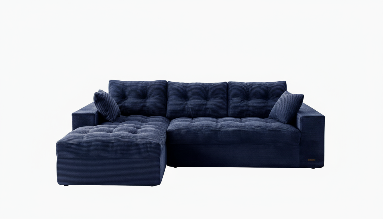 MAXYOYO 104" L Shaped Modular Sectional Sofa with Ottoman, Cloud Boneless Couch with Layered Cushion, Upholstered Sofa in a Box, Flexible Module Combination for Living Room, No Assembly, Navy