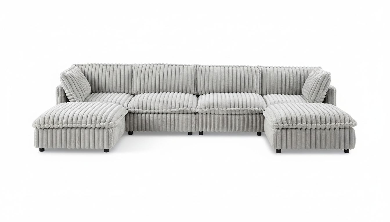 KKL Modular Sectional Couch with 2-Storage Ottomans - l shaped sectional sofa