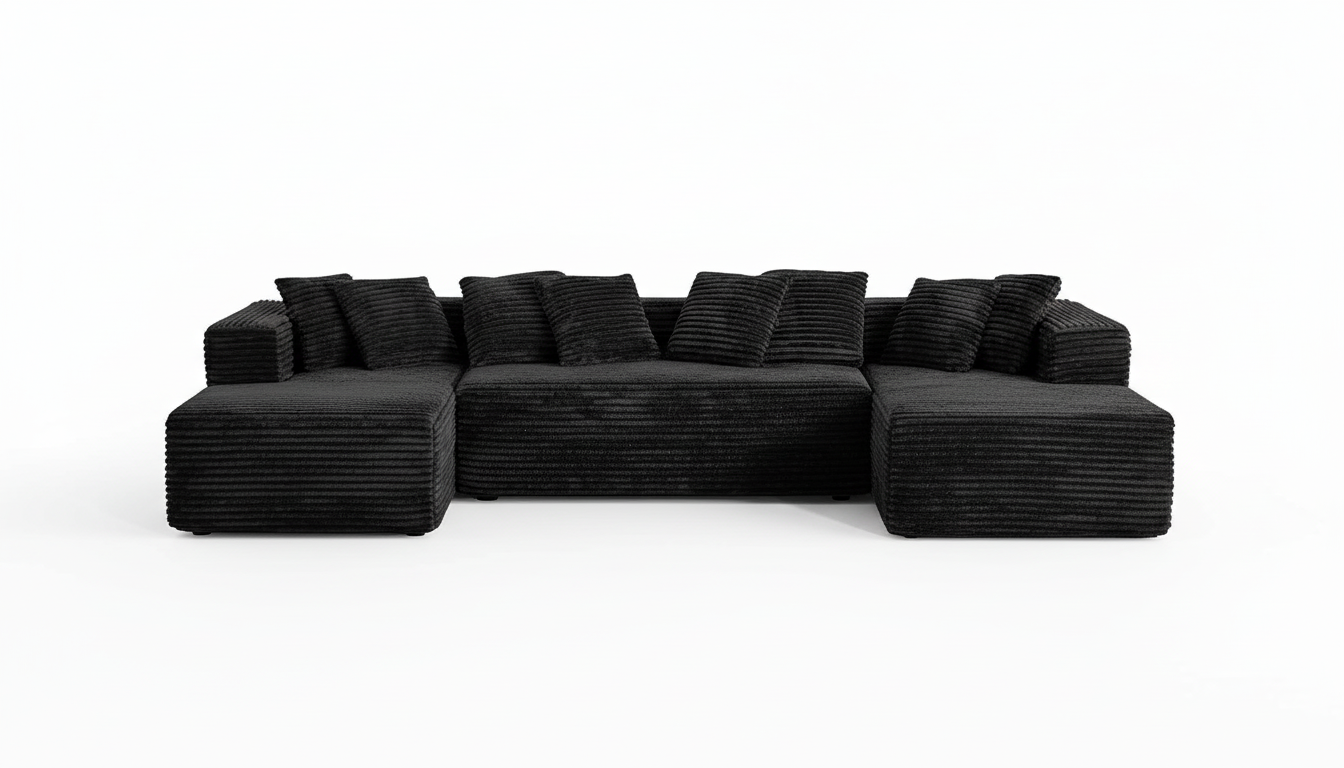 Oversized Cloud Boneless Couch with Chaise, Modern Modular Sofa with Deep Seat, Various Combinations Upholstered Couches with Storage, No Assembly Required-Black - Cloud Couch Sectional
