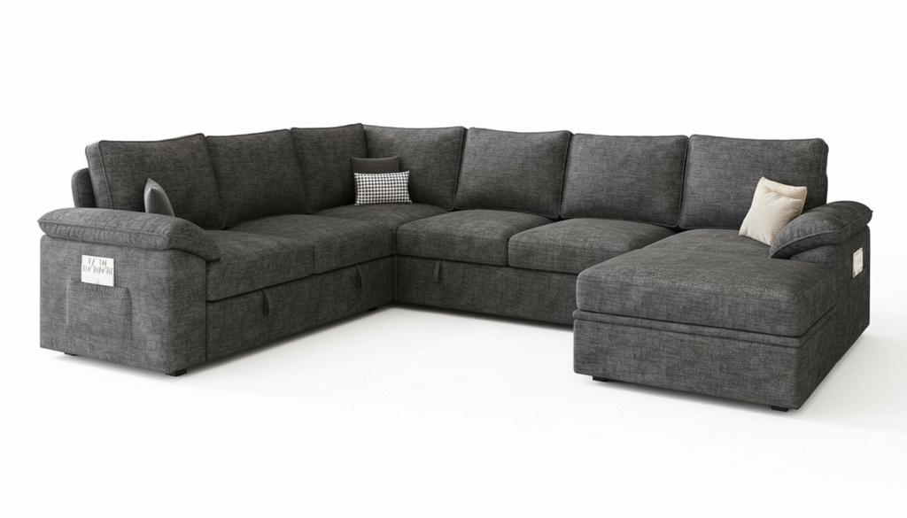 SUAWY 108 Inch Sectional Sleeper Sofa with Pull Out Bed - l shaped sectional sofa - l shaped sectional sofa