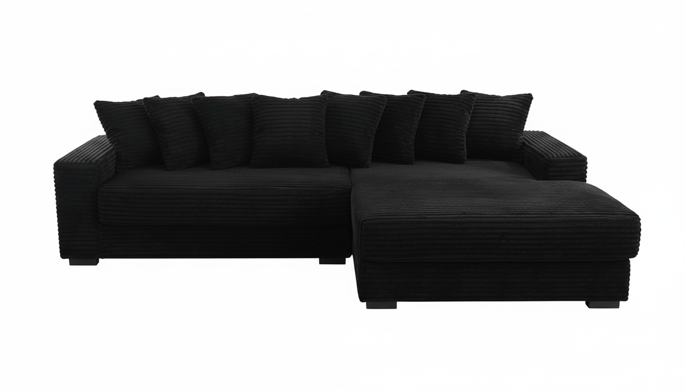 Txtin's 111 Inch Corduroy Sectional with 8 Pillows - l shaped sectional sofa