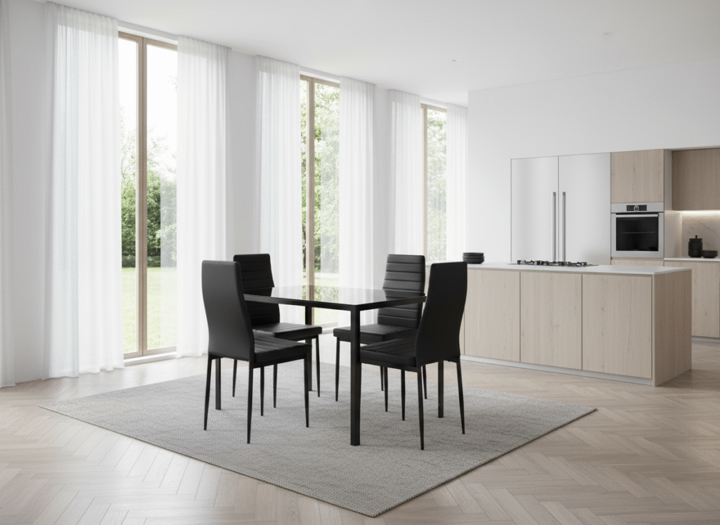 black dining room table and chairs