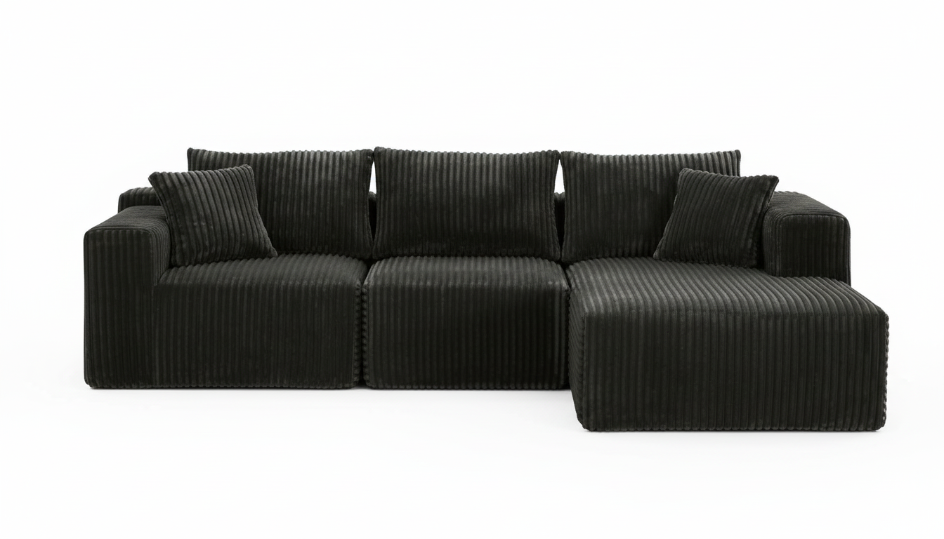 iHanHerry 110.4 Cloud Modular Sectional (Black) - l shaped sectional sofa