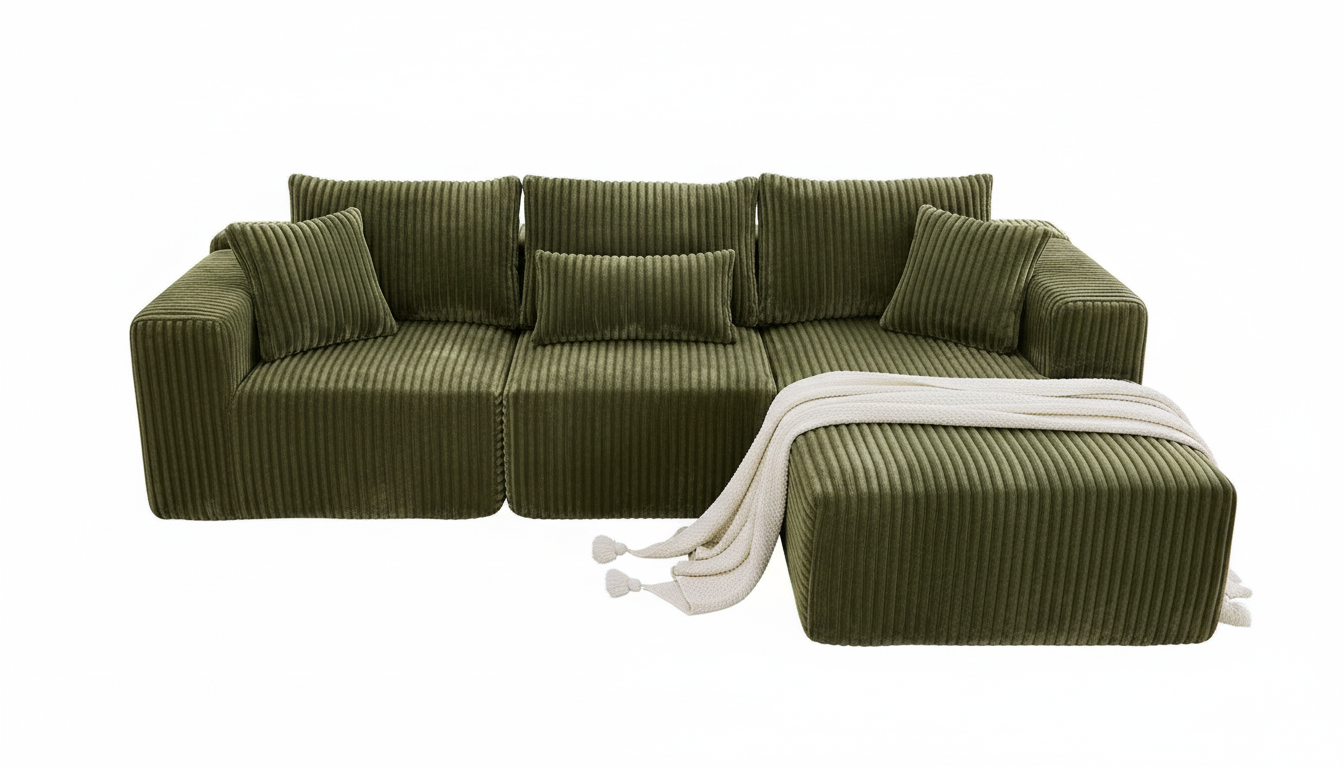 iHanHerry 110.4 Cloud Modular Sectional (Green) - l shaped sectional sofa